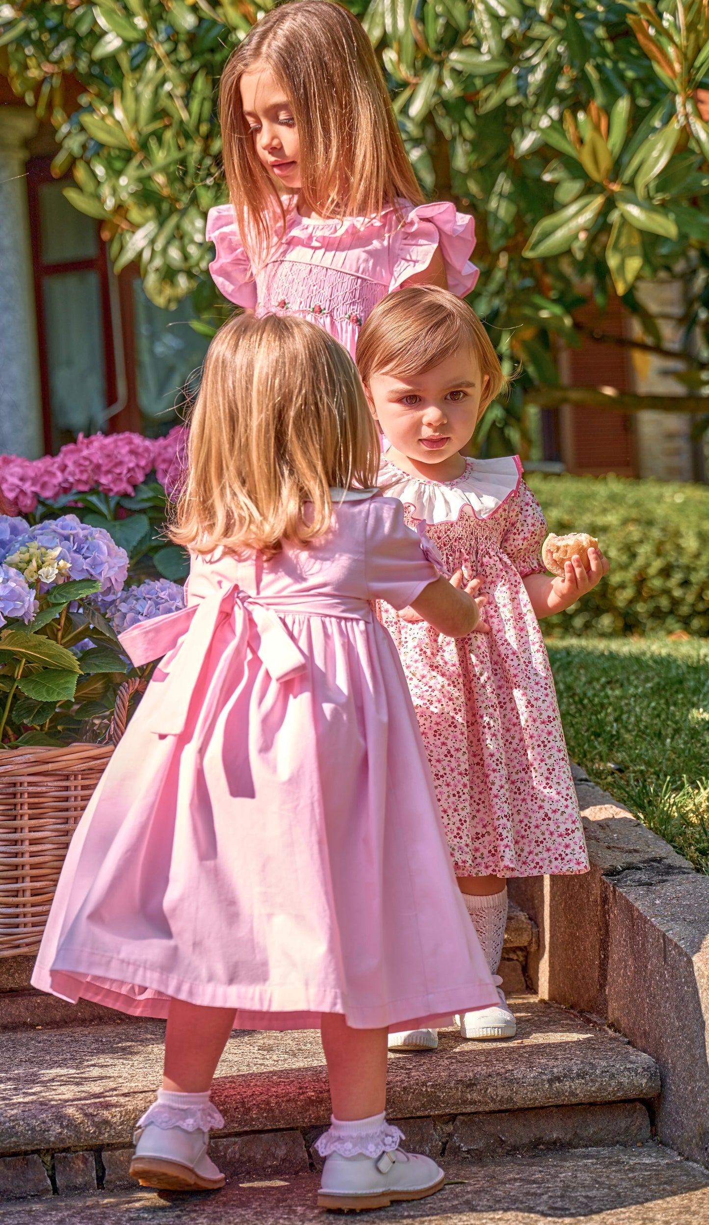 Ginevra Pink Smocked Dress with Embroidered collar