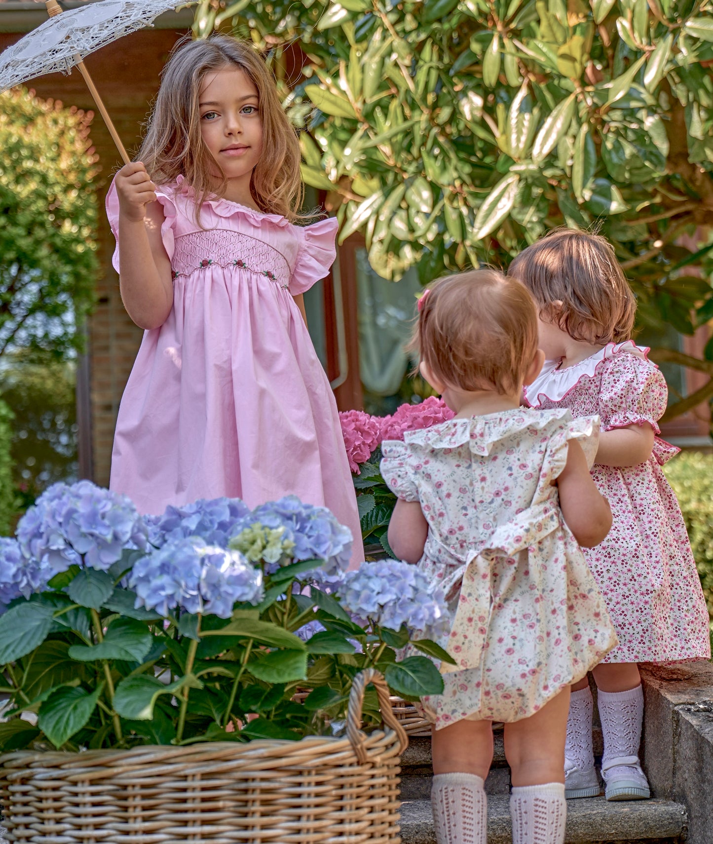 Blanche Pink Smocked Dress Frilled Sleeves