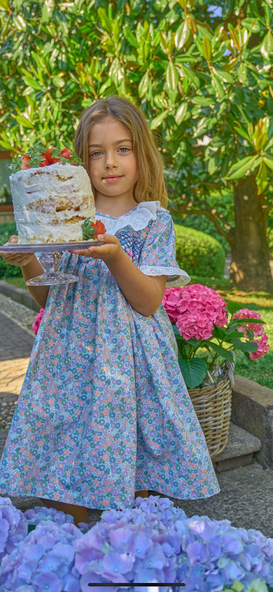 Luna Floral blu smocked dress